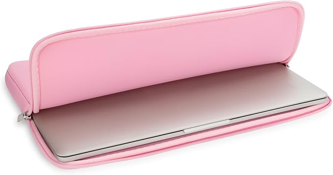 RAINYEAR 14 Inch Laptop Sleeve Case Protective Soft Padded Zipper Cover Carrying Computer Bag Compatible with 14" Notebook Chromebook Tablet Ultrabook (Pink)