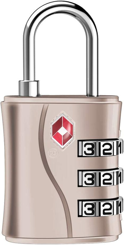 ZHEGE TSA Lock for Luggage, 3 Digit Travel Lock for Suitcase, Backpack, Baggage (Rose Gold, 1 Pack)