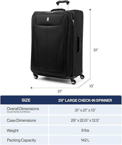 Travelpro Maxlite 5 Softside Expandable Checked Luggage with 4 Spinner Wheels, Lightweight Suitcase, Men and Women, Dusty Rose Pink, Checked Large 29-Inch