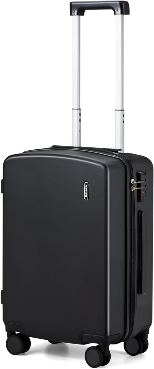 Hanke Hardside Carry-On Luggage 22x14x9 Airline Approved, 20 Inch Hard Shell Suitcases with Spinner Wheels, PC Hardshell Small Rolling Suitcase for Women Men with Tsa Lock(Jet Black)