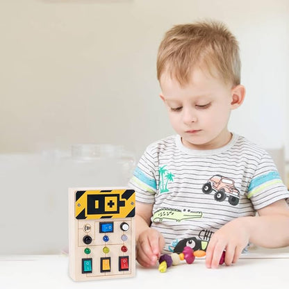 Light Up LED Sensory Busy Board, Learning Toddler Toys Interactive 1 Year Old Gifts Travel Friendly Kids Toys for Trips and Daily Play