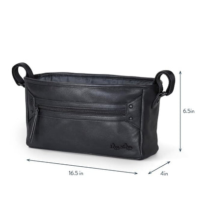 Itzy Ritzy Adjustable Stroller Caddy and Organizer Bag Featuring Front Zippered Pocket, 2 Built-In Interior Pockets & Adjustable Straps to Fit Nearly Any Stroller (Black)