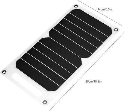 IP62 Portable 10W Outdoor USB Solar Panel Charger, High Efficiency Solar Power Bank, Lightweight Mobile Solar Charger for Camping Hiking Travel, with Mini Suction Cups