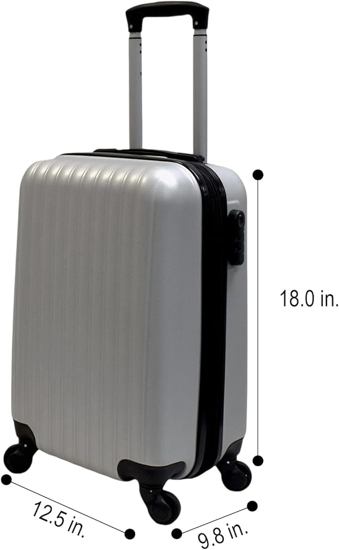 Karriage-Mate 20″ Hardside Carry-On Luggage – Lightweight & Durable Travel Suitcase with 360° Spinner Wheels, Telescopic Handle, Built in TSA Lock – Fits Cabin Size Overhead Bins (Silver)