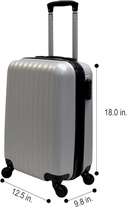 Karriage-Mate 20″ Hardside Carry-On Luggage – Lightweight & Durable Travel Suitcase with 360° Spinner Wheels, Telescopic Handle, Built in TSA Lock – Fits Cabin Size Overhead Bins (Silver)