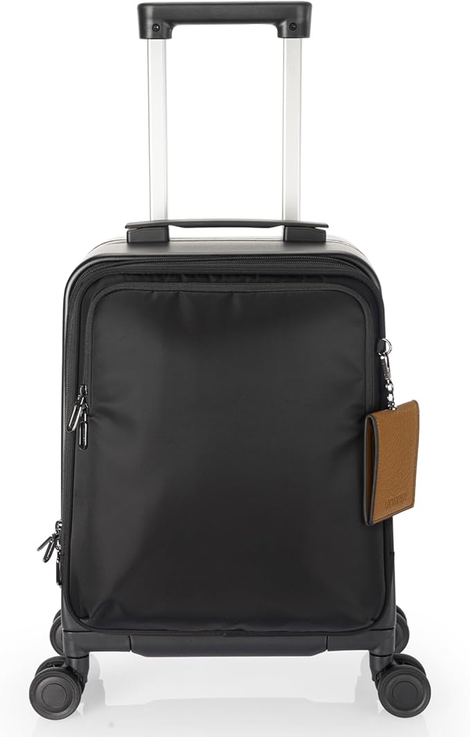 UNIKER Laptop Briefcase with Cup Holder,Small Rolling Suitcase for Work,Carry On Luggage 17x12x10,16 Inch Suitcases with 4 Spinner Wheels,Rolling Teacher Bag Black