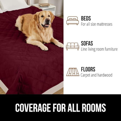 GORILLA GRIP Waterproof Couch Cover for Dogs, Gripped Slip Resistant Backing, Leak Proof Washable Dog Blanket Covers Sofa, Bed, Sectional, Crate, Car, RV Seats, Pet Puppy Essentials, 30x70 Burgandy
