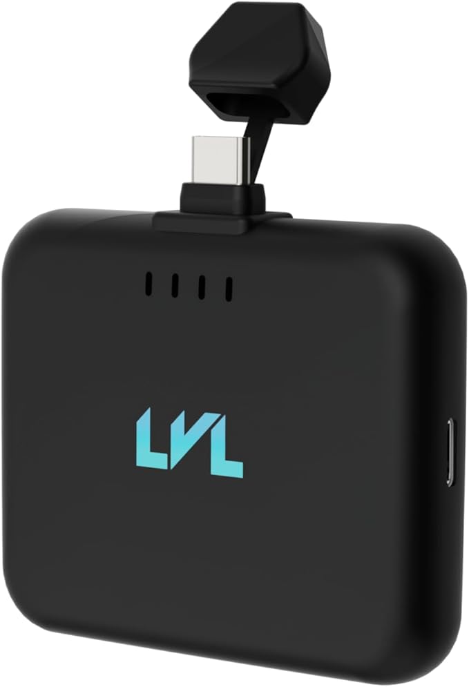 Spark Portable Charger for iPhone 17/16/15 USB C 2500mAh Power Bank with LED Indicators 2.4A Fast Charging Mini Portable Charger with Pass Through Technology LVL 25 (Black)