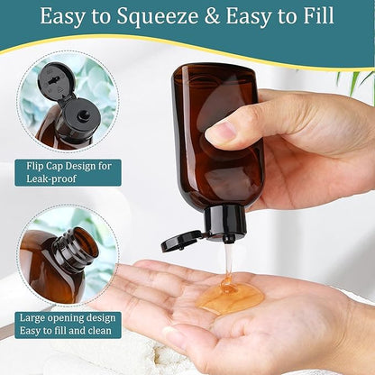 Cosywell Travel Bottles for Toiletries 5pcs 3.4oz TSA Approved Travel Shampoo Bottles Leak Proof Small Plastic Squeeze Bottle Empty Lotion Containers with Flip Cap(Brown)