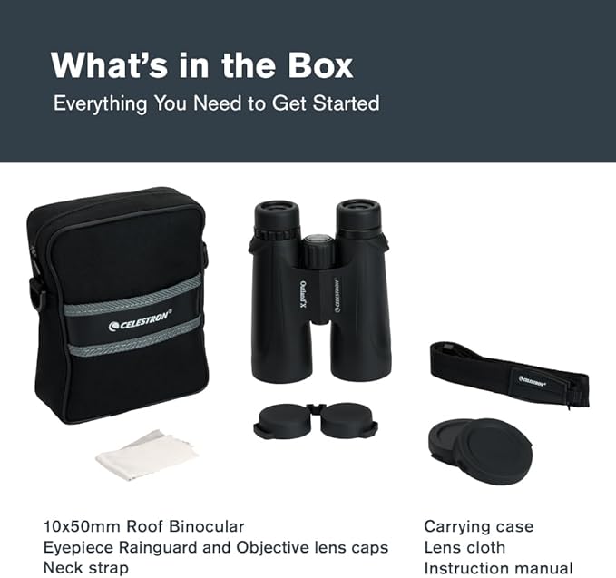 Celestron – Outland X 10x50 Binoculars – Waterproof & Fogproof – Binoculars for Adults – Multi-Coated Optics and BaK-4 Prisms – Protective Rubber Armoring, Black