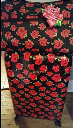 Betsey Johnson Designer Carry On Luggage Collection - Lightweight Pattern 22 Inch Duffel Bag- Weekender Overnight Business Travel Suitcase with 2- Rolling Wheels (Covered Roses)