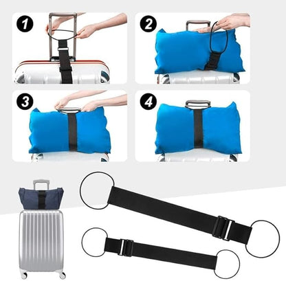 Multi Use Strong Adjustable Luggage Connector Straps, Luggage Straps for Suitcases, Elastic Rope,Adjustable Buckle, Waterproof and Wear-Resistant, Packing Tips for Travel (2*Orange)