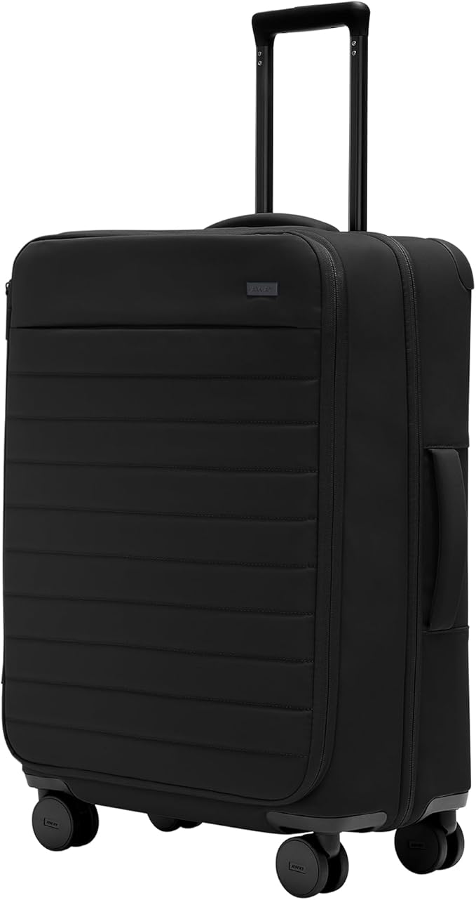 Away Softside Medium Checked Suitcase, 26 Inch Lightweight, Expandable Luggage For Men & Women, Durable Nylon Exterior, TSA Approved Lock, Ideal For Trips 1-2 Weeks, Jet Black