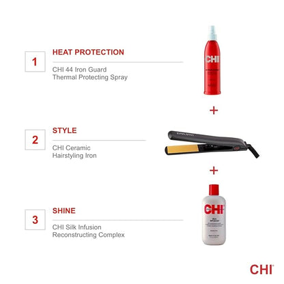 CHI Original Ceramic Flat Iron, Straightener For A Smooth Finish, Ceramic Floating Plates, Quick Heat Up, Analog On/Off Switch, 1" Black