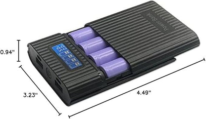 LIJIANI Battery Charger Case,Portable DIY Power Bank Box with LCD Display 2 USB Output,Micro and Type c Input, Smart Charger for 3.7v Li-ion Rechargeable Battery (Battery Not Included)