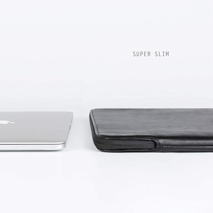 Comfyable Slim Protective Laptop Sleeve 15 Inch 14 Inch, PU Leather Bag Compatible with 15" MacBook Air (Snug Fit) M4 2025 & 14" MacBook Pro M4 (Loose Fit), Computer Case for Mac, Black