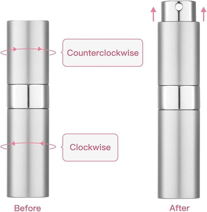 Tekson 8ml Travel Perfume Atomizer Refillable, Mini Cologne Spray Bottle Empty, Small Aftershave Portable Sprayer for Liquid Dispenser (Grey&Sliver)