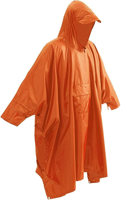 Cosmine Hooded Rain Poncho for Adult with Pocket, Waterproof Lightweight Unisex Raincoat Jacket for Hiking Camping Emergency