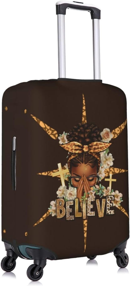 Travel Suitcase Protector African American Girl Elastic Protective Washable Luggage Cover With Concealed Zipper Suitable For 18-32 Inch(L (for 25-28 inch luggage))