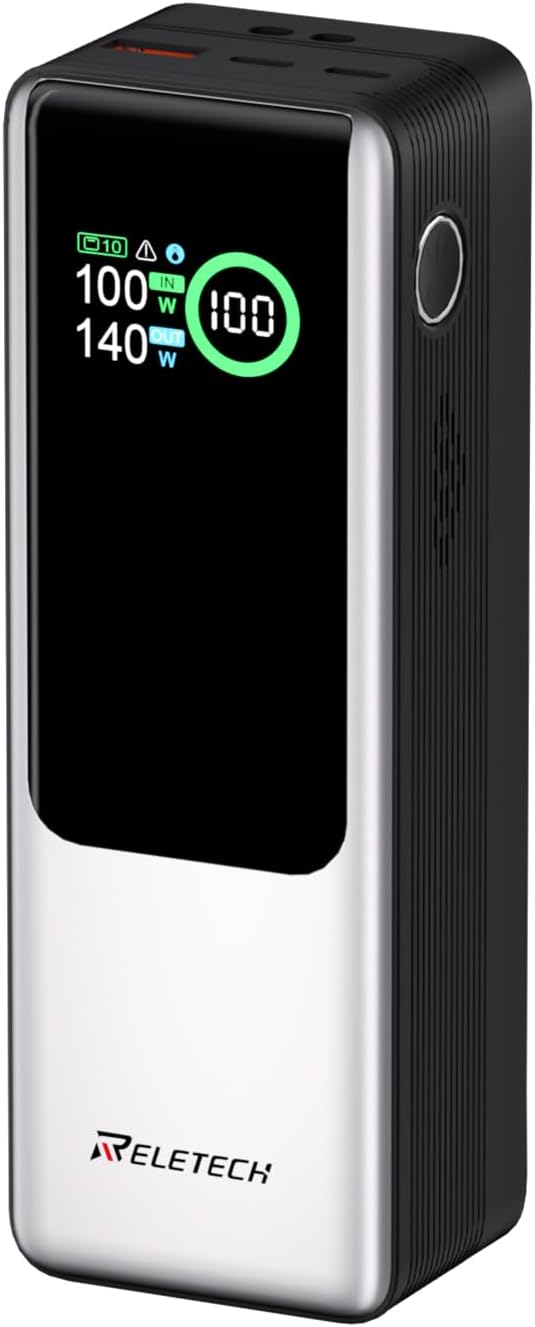 140W Portable Fast Charger 25000mAh with LG 21700 Battery, 3-Port Laptop Fast Power Bank Smart Display for Travel, Compatible with MacBook Pro, iPhone 17/16, ipad.（G-ZeroFear）