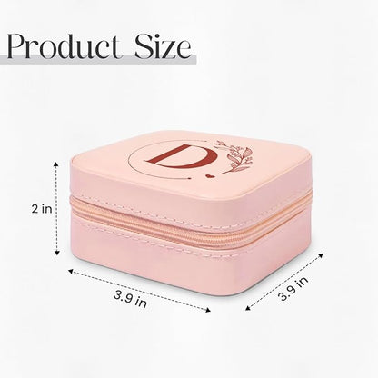 SANDJEST Personalized Jewelry Box, Pink Small Travel Jewelry Box with Initial D, Monogrammed Jewelry Case Organizer for Girls Women Teen, Mini Travel Essentials Gifts for Christmas Birthday