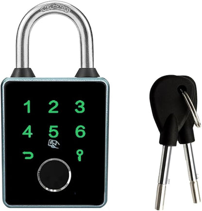Smart Padlock with Key,Fingerprint Padlock Bluetooth Pad Lock with Code Tuya App 7.5mm Schackle Suitable for Gate Gym Warehouse School Fence,Outdoor,Warehouse, Sports, Bike