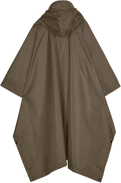 Hooded Rain Poncho for Adult, Waterproof Lightweight Raincoat for Hiking Camping
