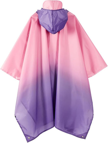 Hooded Rain Poncho for Adult, Waterproof Lightweight Raincoat for Hiking Camping