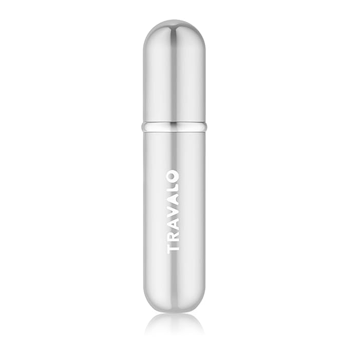 Travalo Classic HD Perfume Atomizer - Leak-Proof and TSA Approved for Air Travel - Reusable, Airtight, Easy-Fill Mini Pump Sprayer - Lightweight, Elegant Design w/Volume Window - Silver 0.17oz