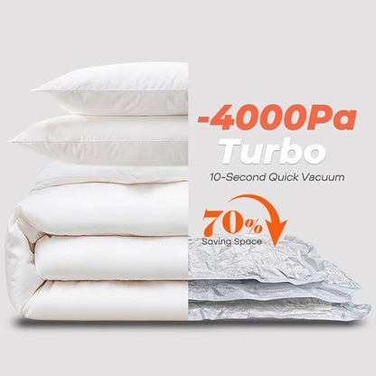 Vacuum Seal Bags for Clothing with Rechargeable Cordless Pump, 12 Pack Compression Packing Bags, Space Saver Storage for Seasonal Clothes Bedding Blanket Pillows Comforters Luggage Travel