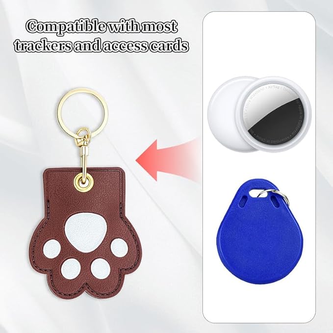 Leather Keychain Case Holder Compatible with Apple AirTag, GPS Airtag Keychain Finder Tracker with Key Ring, Anti-Scratch Protective Air Tag Cover