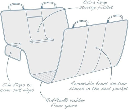 Kurgo Coast to Coast Hammock - Waterproof Backseat Dog Hammock for Full Coverage - Car Seat Protector with Rufftex Floor Guard - Durable Travel Gear - Stain Resistant - Heather Charcoal Grey