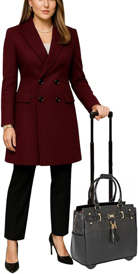 JKM & Company Rolling Laptop Bag for Women | Designer Wheeled Briefcase | Fits 13-17" Laptops | Office Travel Computer Case