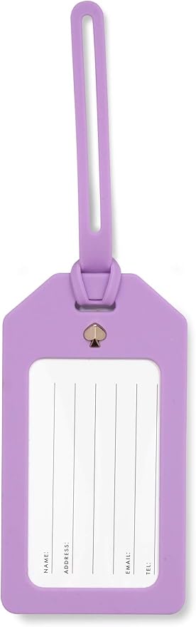 Kate Spade New York Purple Silicone Luggage Tag with Strap, Spade Flower (Purple)