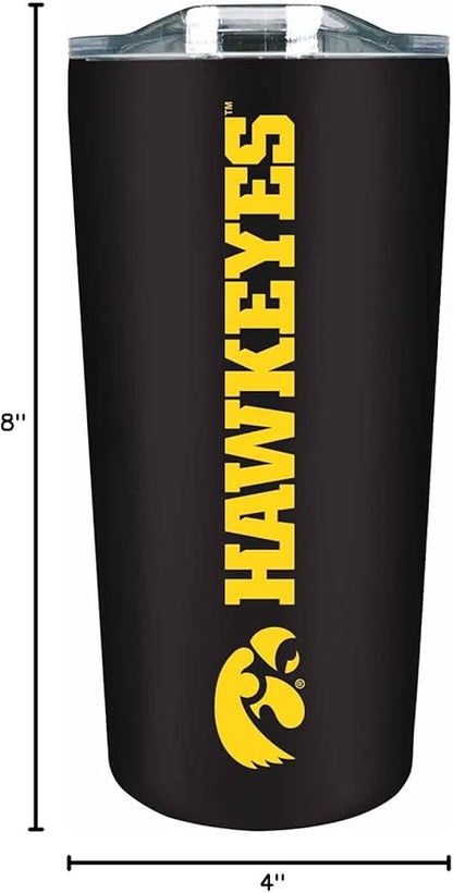 Campus Colors NCAA Stainless Steel Tumbler perfect for Gameday - 18 oz - Double Walled - Keeps Drinks Perfectly Insulated (Iowa Hawkeyes - Black)