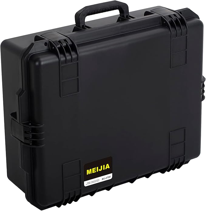 MEIJIA Premium Portable All Weather Heavy Duty Waterproof Hard Compact Camera Case with Customizable Fit Foam, Lightweight Design,24.6"X19.7"X8.6",Black