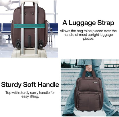 Hanke Softside Expandable Underseat Carry On luggage for Airplanes,Travel Luggage Rolling Bag Personal Item Bag Small Suitcase,Coffee,16-Inch