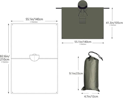 Hooded Rain Poncho,Multi Use Waterproof Raincoat,For Hiking, Camping and Emergency,Suitable for Unisex Adults