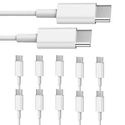 Smays USB C to USB C Cable 3 ft 10-Pack Bulk, Type C Charging and Data Cord Multipack White