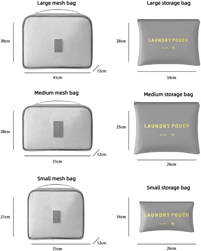 6-Piece Travel Packing Cubes Set - Luggage Organizer Bags with Mesh & Solid Pouches - Waterproof & Dustproof Storage for Clothes & Essentials (Navy Blue)