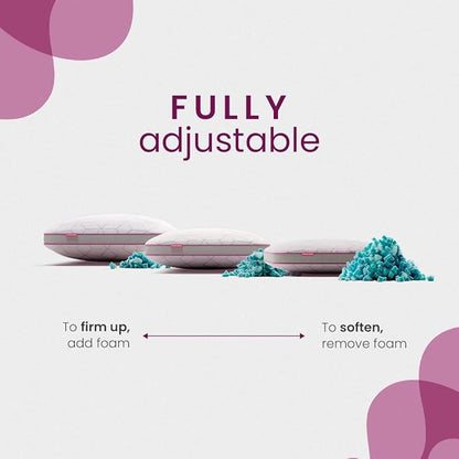 IWS I WANNA SLEEP Snow® Touch Adjustable Pillow, Neck Support, Queen Size Bed Pillows for Sleeping, Gel Cross Cut Memory Foam for Side Sleepers