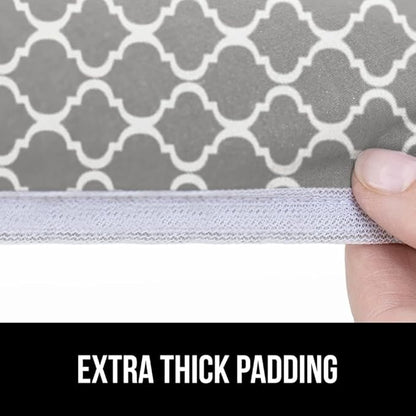GORILLA GRIP The Original Ironing Board Cover and Pad, Silicone Coating, Thick Scorch Resistant Padding, Heavy Duty Iron Covers Standard Boards, Hook and Loop Fastener Strap, Quatrefoil Gray, 15x54
