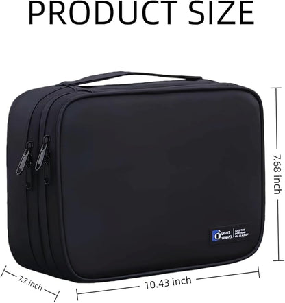 Electronics Organizer Travel Case,Cord Organizer Travel, Double-Layer Cable Organizer Bag, Tech Pouch Accessories Carry Storage For Phone, Cables, Airpods, USB, Sd Card,Essentials (Black)