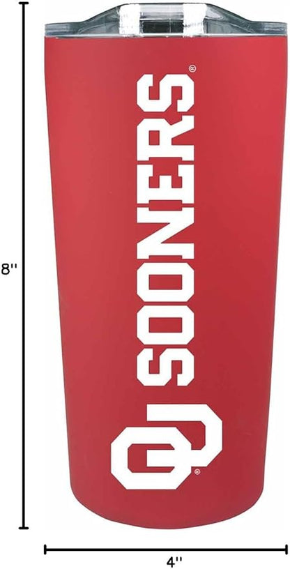 Campus Colors NCAA Stainless Steel Tumbler perfect for Gameday - 18 oz - Double Walled - Keeps Drinks Perfectly Insulated (Oklahoma Sooners - Crimson)