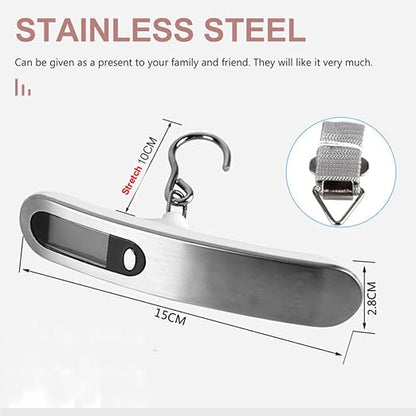 Digital Stainless Steel Luggage Scale Portable Electronic Hanging Weighing Scale with Hook for Travel Bags and Suitcases