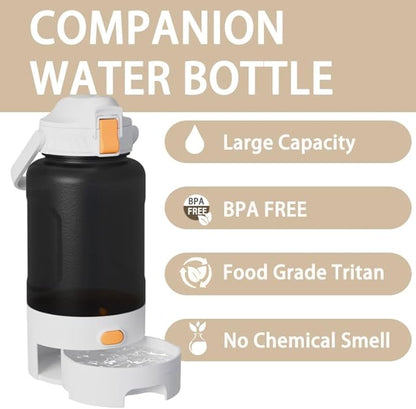 50oz Leakproof Dog Water Bottle for Hiking & Camping with Pet Sharing Technology - Dual Hydration Zones, Portable Dog Water Bottle, Travel Accessories for Humans and Pets, BPA Free, White