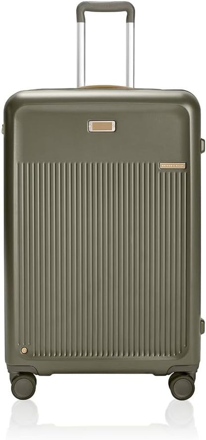 Briggs & Riley 30" Large Expandable Spinner - Checked Luggage for Travel, Suitcases with Wheels, Hardside Rolling Bag for Men & Women, Self-Repairing Zipper - Sympatico Collection, Olive