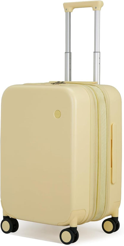 mixi 20 Inch Expandable Carry on Luggage 22x14x9 Airline Approved Suitcases with Spinner Wheels, Hardside Rolling Travel Suitcase PC with TSA Lock & Cover, Lark Yellow