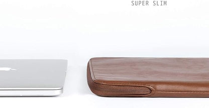 Comfyable Slim Protective Laptop Sleeve 14 Inch Snugly Compatible with MacBook Pro 14-inch M5 M4 M3 M2 M1 Pro/Max 2025, PU Leather Bag Waterproof Cover Notebook Computer Case for Mac, Brown