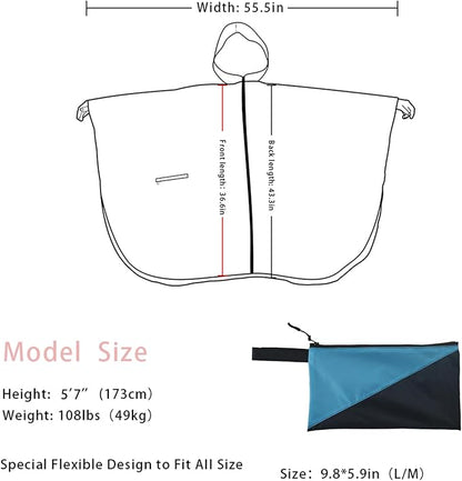 Fashion Hooded Rain Poncho Waterproof Raincoat Jacket with pocket for Women/Men/Adult